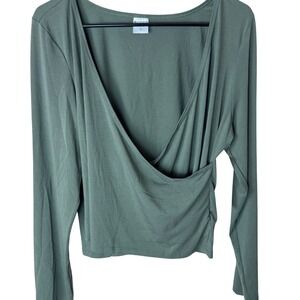 Athleta Fast Track With‎ Ease Rib Reversible Top Olive Green XL